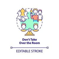 Dont take over room concept icon. Escape room approach abstract idea thin line illustration. Encourage participation. Isolated outline drawing. Editable stroke.