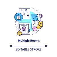 Multiple rooms concept icon. Escape room aspect abstract idea thin line illustration. Solve mission. Immersive experience. Isolated outline drawing. Editable stroke. vector