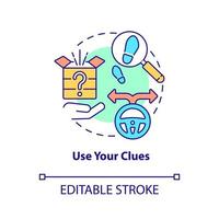 Use clues concept icon. Escape room winning approach abstract idea thin line illustration. Solving puzzles and riddles. Isolated outline drawing. Editable stroke. vector