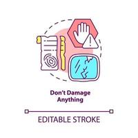 Dont damage anything concept icon. Escape room rule abstract idea thin line illustration. Avoiding property breakage. Isolated outline drawing. Editable stroke. vector