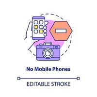 No mobile phones concept icon. Escape room prohibition abstract idea thin line illustration. Avoid smartphones usage. Isolated outline drawing. Editable stroke. vector