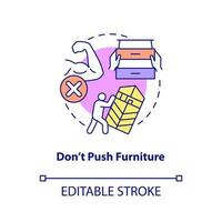 Dont push furniture concept icon. Escape room restriction abstract idea thin line illustration. Crash items under pressure. Isolated outline drawing. Editable stroke.