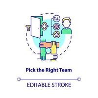 Pick right team concept icon. Escape room strategy abstract idea thin line illustration. Reaching common goal. Isolated outline drawing. Editable stroke. vector
