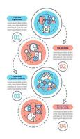 Plantilla infográfica vertical de métodos ganadores de la sala de escape. visualización de datos con 4 pasos. gráfico de información de la línea de tiempo del proceso. diseño de flujo de trabajo con iconos de línea. vector