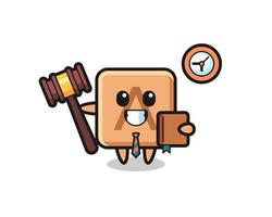 caricatura de mascota de scrabble como juez vector