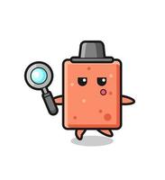 brick cartoon character searching with a magnifying glass vector