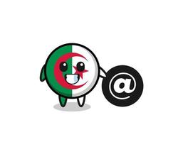 Cartoon Illustration of algeria flag standing beside the At symbol vector