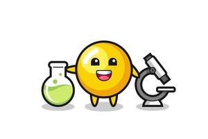 Mascot character of egg yolk as a scientist vector