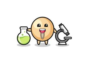Mascot character of soy bean as a scientist vector