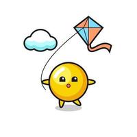 egg yolk mascot illustration is playing kite vector