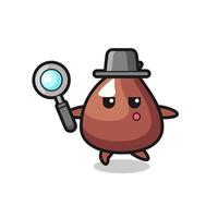 choco chip cartoon character searching with a magnifying glass vector