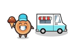 Mascot cartoon of wood grain with ice cream truck vector
