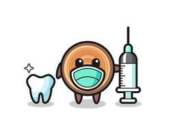 Mascot character of wood grain as a dentist vector