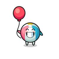 beach ball mascot illustration is playing balloon vector