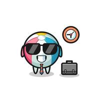mascota de dibujos animados de pelota de playa como hombre de negocios vector