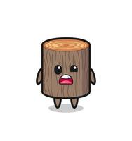 the shocked face of the cute tree stump mascot vector