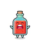 cute square poison bottle mascot with a yawn expression vector