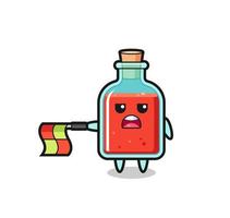 square poison bottle character as line judge hold the flag straight horizontally vector