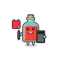 Illustration of square poison bottle mascot as a graphic designer vector