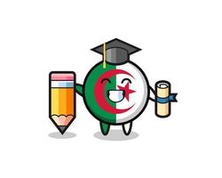 la caricatura de la ilustración de la bandera de argelia es la graduación con un lápiz gigante vector