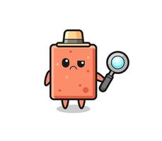 the mascot of cute brick as a detective vector