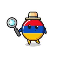 armenia flag detective character is analyzing a case vector