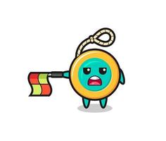 yoyo character as line judge hold the flag straight horizontally vector