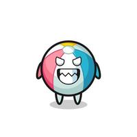 evil expression of the beach ball cute mascot character vector