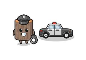 Cartoon mascot of tree stump as a police vector