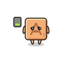 scrabble mascot character doing a tired gesture vector