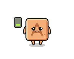 personaje de la mascota del scrabble haciendo un gesto cansado vector