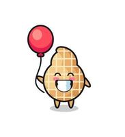 peanut mascot illustration is playing balloon vector