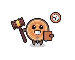 Mascot cartoon of wood grain as a judge vector