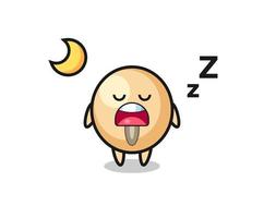 ilustración de personaje de frijol de soja durmiendo en la noche vector