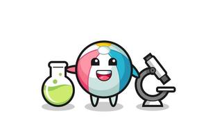 Mascot character of beach ball as a scientist vector