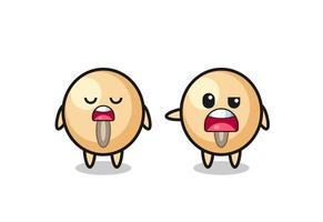 illustration of the argue between two cute soy bean characters vector