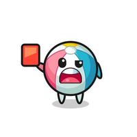 beach ball cute mascot as referee giving a red card vector