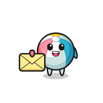 ilustración de dibujos animados de pelota de playa con una letra amarilla vector