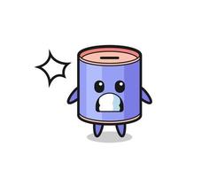 cylinder piggy bank character cartoon with shocked gesture vector