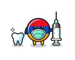 Mascot character of armenia flag as a dentist vector