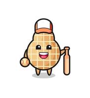 Cartoon character of peanut as a baseball player vector