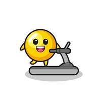 egg yolk cartoon character walking on the treadmill vector