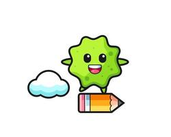 splat mascot illustration riding on a giant pencil vector