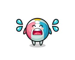 beach ball cartoon illustration with crying gesture vector