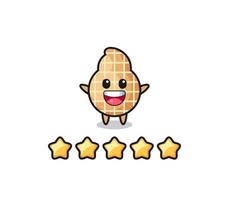 the illustration of customer best rating, peanut cute character with 5 stars vector