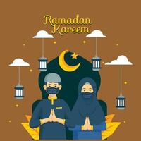 togetherness illustration banner design with the concept of the month of Ramadan and Eid al-Adha vector