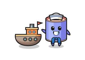 Character mascot of cylinder piggy bank as a sailor man vector