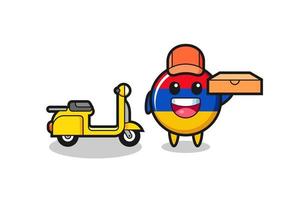 ilustración de personaje de la bandera de armenia como repartidor de pizza vector