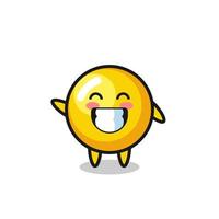 egg yolk cartoon character doing wave hand gesture vector