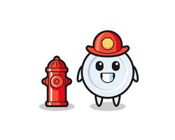 Mascot character of plate as a firefighter vector